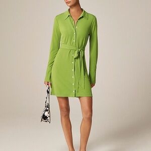J. Crew Mini shirt-dress in matte jersey in green size small NWT $148